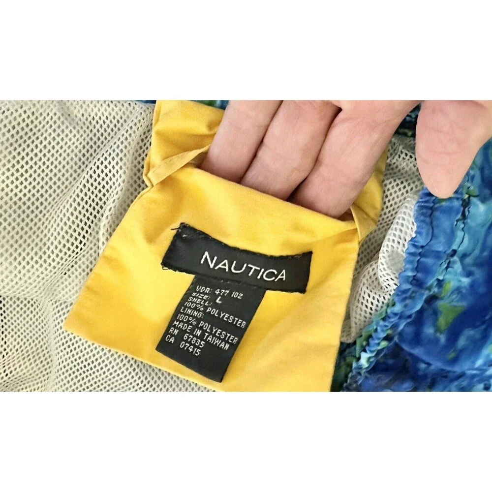Vintage Men's Nautica Aquarium Pattern Navy‎ Swim Trunk Shorts Size Large
